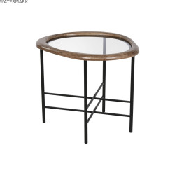 Table Basse Home ESPRIT Marron Noir Naturel Verre Bois d'épicéa 61 x 50 x 53 cm