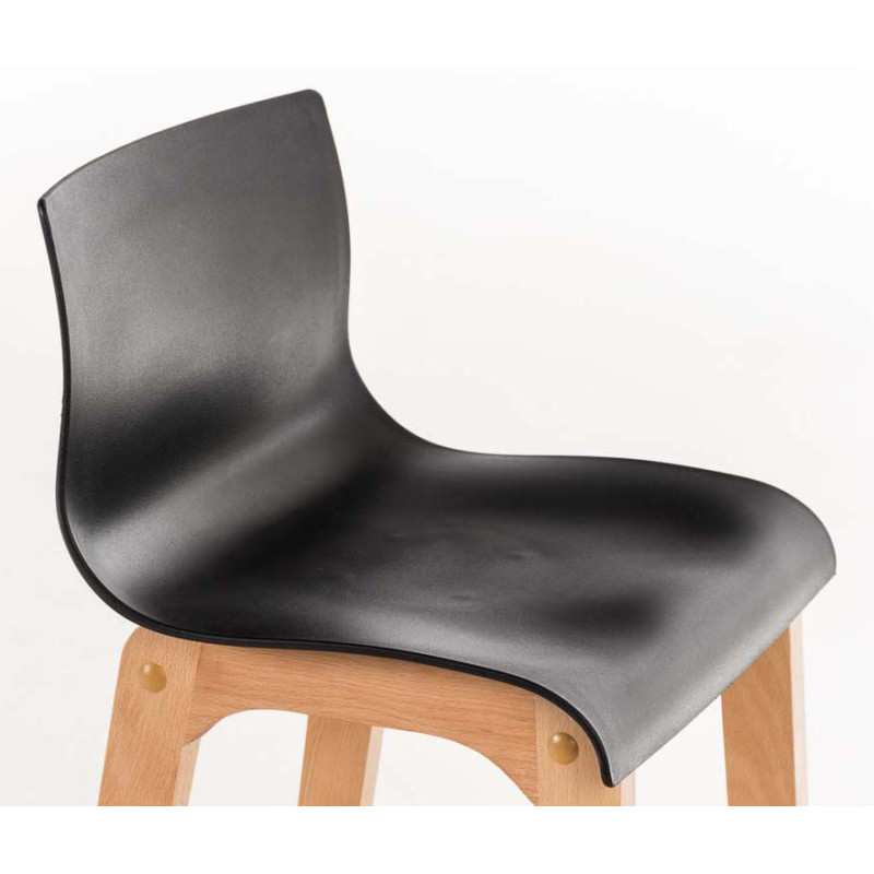 Set 2 sgabelli Hover con telaio in legno naturale a 4 gambe nero