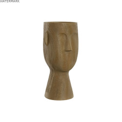 Vase Home ESPRIT Marron Résine Visage 15 x 15 x 31 cm
