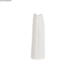 Vase Home ESPRIT Blanc Grès Tropical Feuille d'une plante 33 x 10 x 70 cm