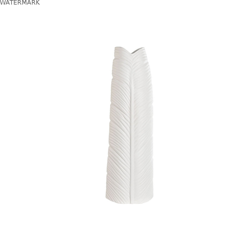 Vase Home ESPRIT Blanc Grès Tropical Feuille d'une plante 33 x 10 x 70 cm Vase Home ESPRIT Blanc Grès Tropical Feuille d'une plante 33 x 10 x 70 cm