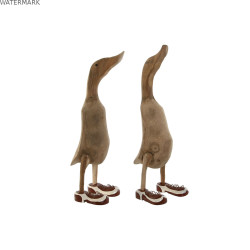 Figurine Décorative Home ESPRIT Blanc Rouge Naturel Canard 14 x 28 x 43 cm (2 Unités)