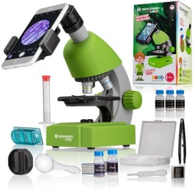 Microscope 40x-640x - BRESSER JUNIOR - Éclairage LED - kit d'expérimentation - vert