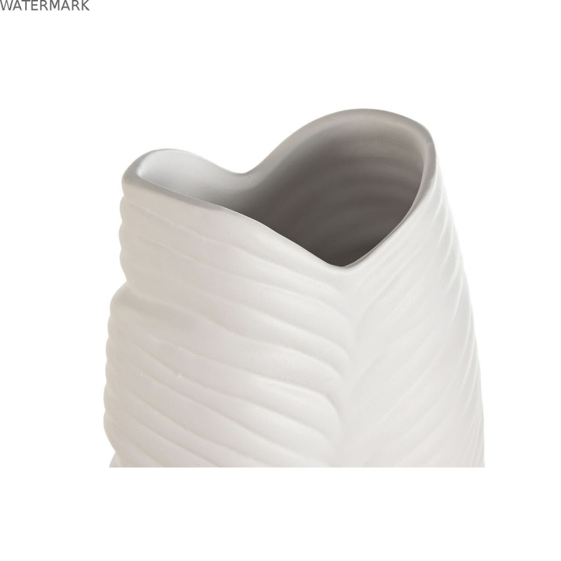 Vase Home ESPRIT Blanc Grès Tropical Feuille d'une plante 33 x 10 x 70 cm