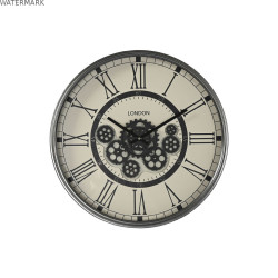 Horloge Murale Home ESPRIT Blanc Noir Gris foncé Fer Bois MDF 54 x 8 x 55 cm