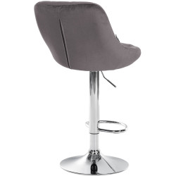 Tabouret de bar Lazio velours chrome gris