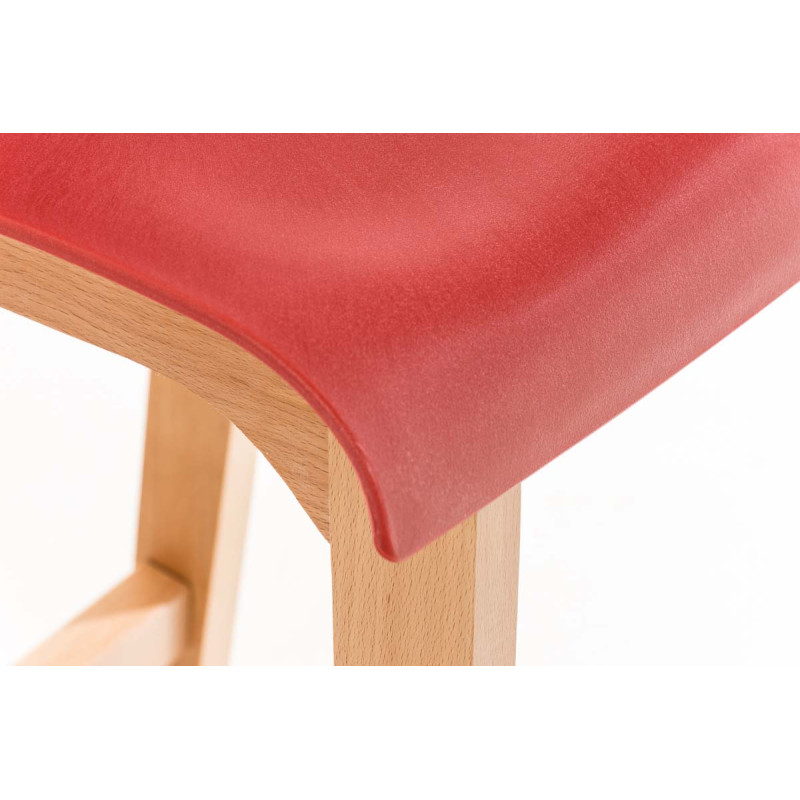 Set 2 sgabelli Hover con telaio in legno naturale a 4 gambe rosso