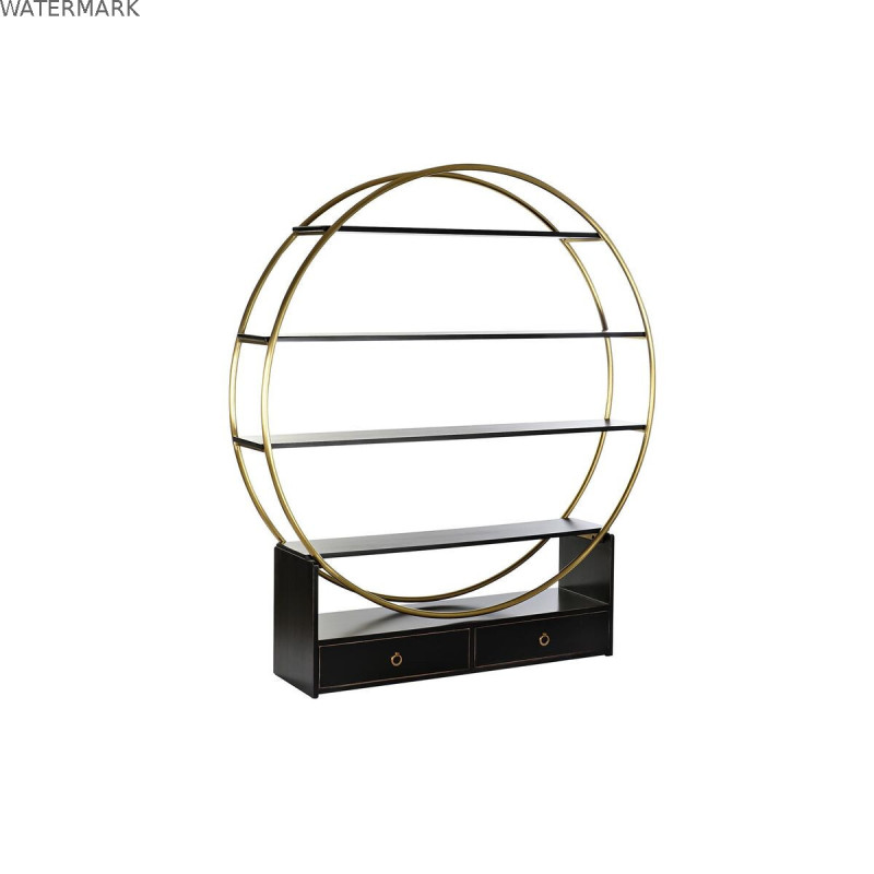 Étagère DKD Home Decor Noir Doré Métal Peuplier 160 x 35 x 180 cm