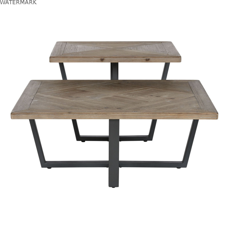 Table Basse Home ESPRIT Noir Naturel Métal Bois d'épicéa 118 x 78 x 45 cm