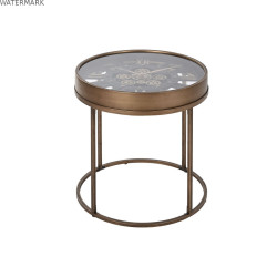 Petite Table d'Appoint Home ESPRIT Noir Doré Métal Verre 48 x 48 x 51 cm