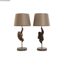 Lampe de bureau Home ESPRIT Marron Métal Résine 50 W 220 V 26 x 26 x 53,5 cm (2 Unités)