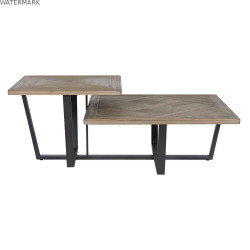 Table Basse Home ESPRIT Noir Naturel Métal Bois d'épicéa 118 x 78 x 45 cm