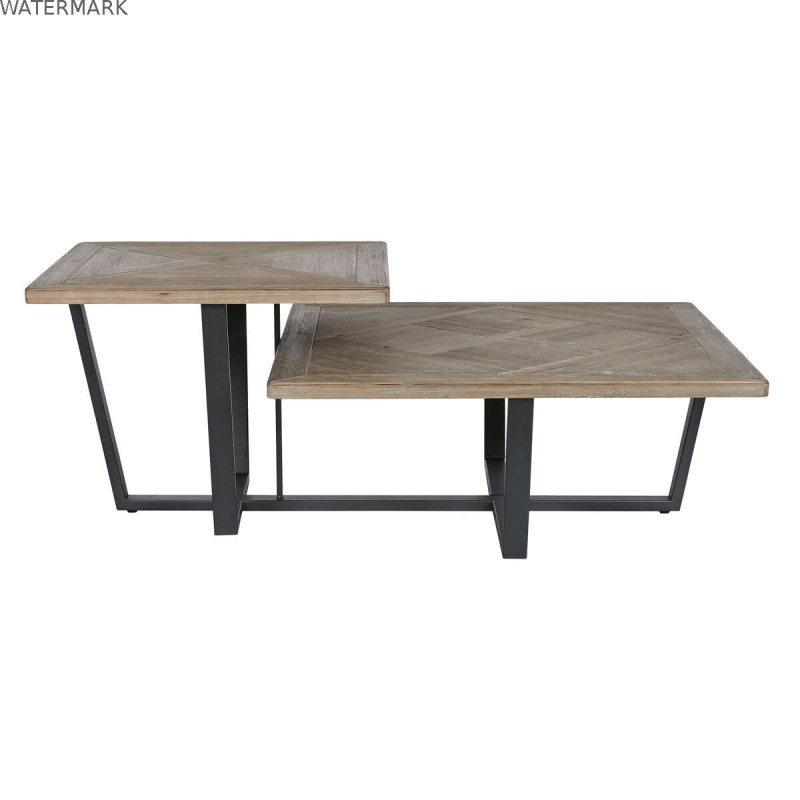 Table Basse Home ESPRIT Noir Naturel Métal Bois d'épicéa 118 x 78 x 45 cm