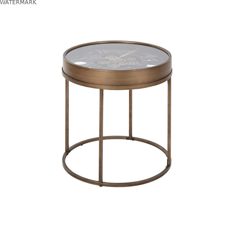 Petite Table d'Appoint Home ESPRIT Noir Doré Métal Verre 48 x 48 x 51 cm