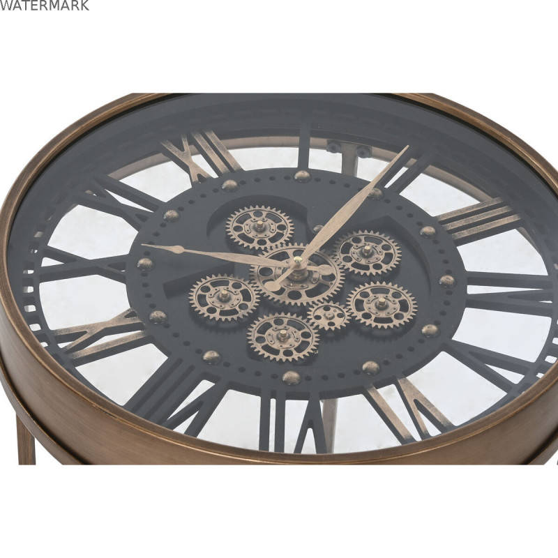 Petite Table d'Appoint Home ESPRIT Noir Doré Métal Verre 48 x 48 x 51 cm