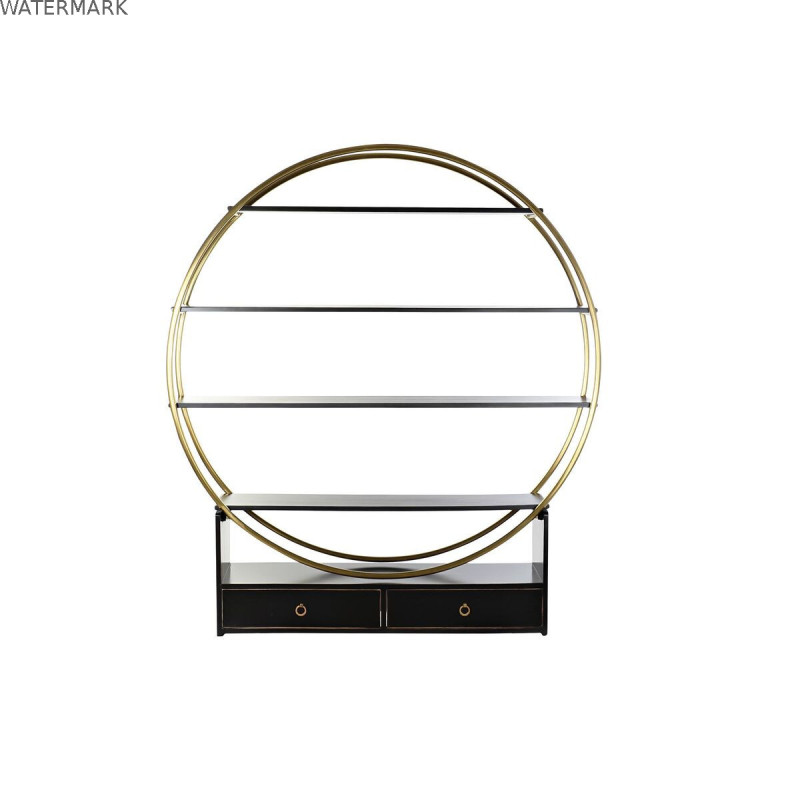 Étagère DKD Home Decor Noir Doré Métal Peuplier 160 x 35 x 180 cm