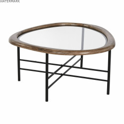 Table Basse Home ESPRIT Marron Noir Naturel Verre Bois d'épicéa 76 x 81 x 38 cm