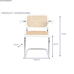 Chaise à Accoudoirs DKD Home Decor Blanc Argenté Naturel Rotin Bois 65,5 x 62 x 79 cm
