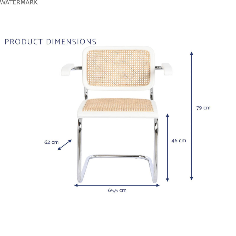 Chaise à Accoudoirs DKD Home Decor Blanc Argenté Naturel Rotin Bois 65,5 x 62 x 79 cm