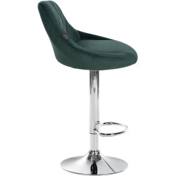 Tabouret de bar Lazio velours chrome vert foncé