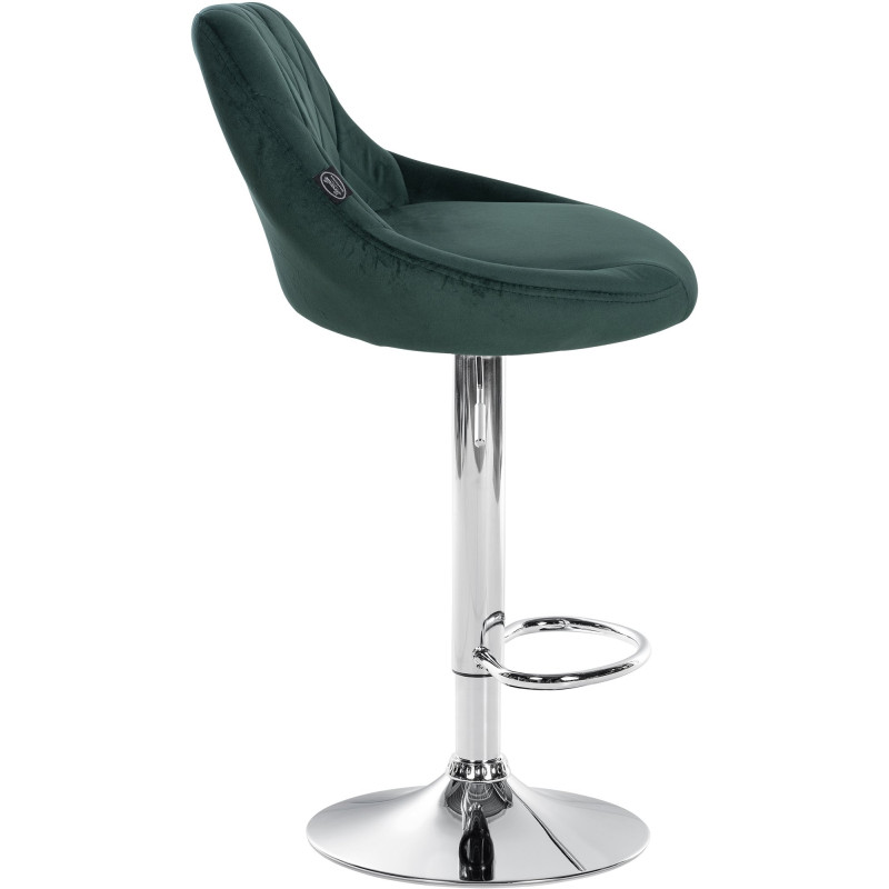 Tabouret de bar Lazio velours chrome vert foncé