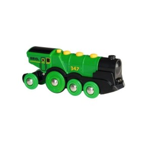 Locomotive Verte Puissante a Piles - BRIO - Circuit de train en bois - Accessoire son & lumiere - Des 3 ans