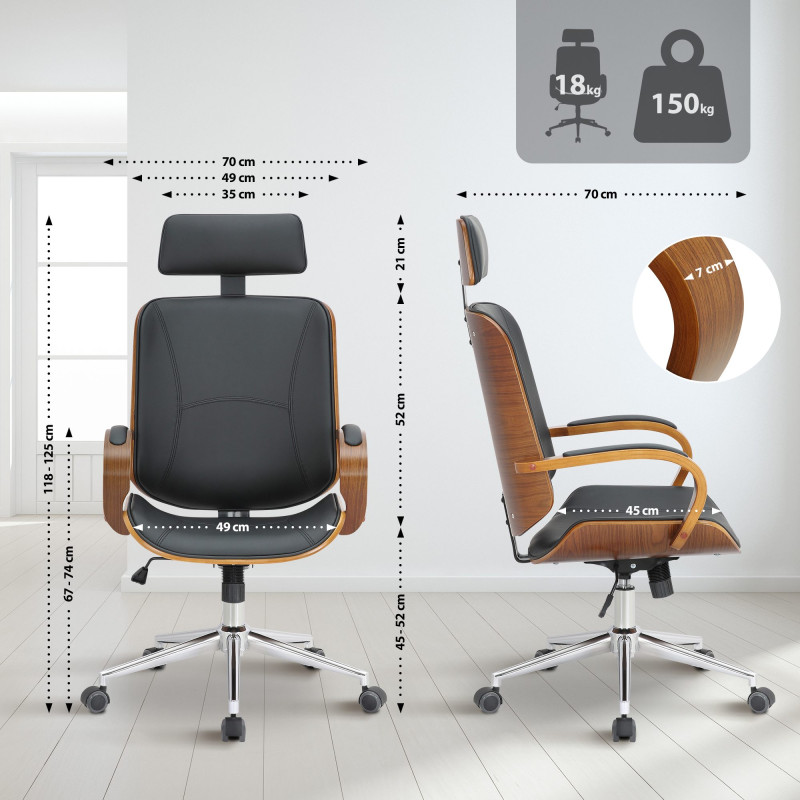 Fauteuil de bureau Dayton noyer/noir
