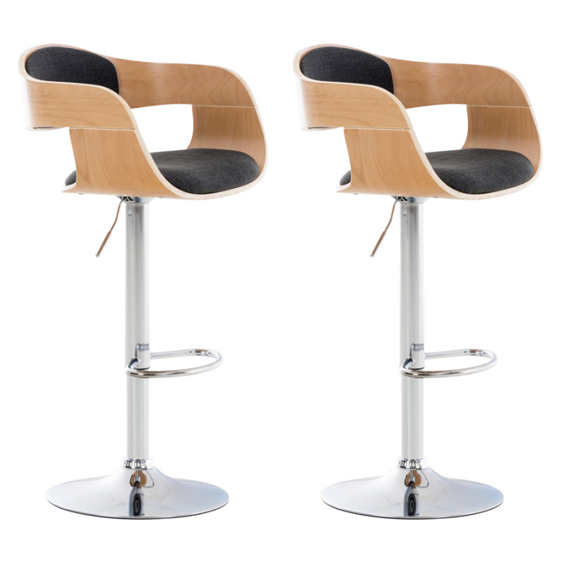 Set De 2 Taburetes Kingston En Tela Natural/gris oscuro