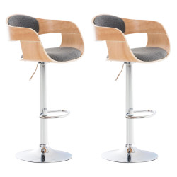 Lot de 2 tabourets de bar Kingston C tissu naturel/gris clair