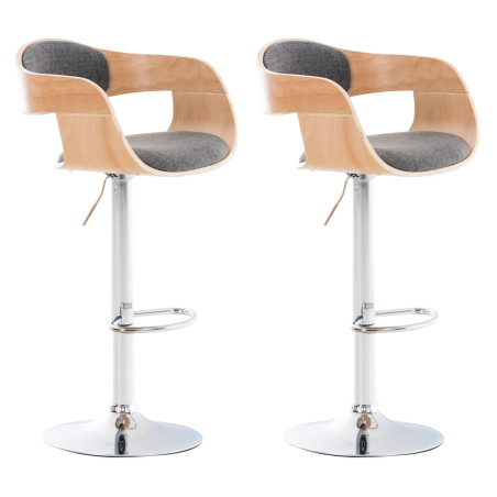 Ensemble de 2 tabourets de bar Kingston C en tissu gris naturel/clair