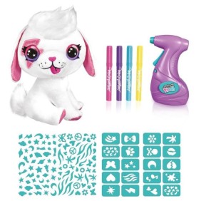 Peluche Airbrush Chiot a personnaliser - Peluche spray art avec feutres et pochoirs - OFG 249 - Canal Toys