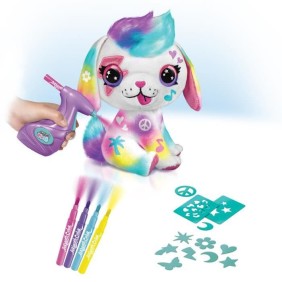 Peluche Airbrush Chiot a personnaliser - Peluche spray art avec feutres et pochoirs - OFG 249 - Canal Toys