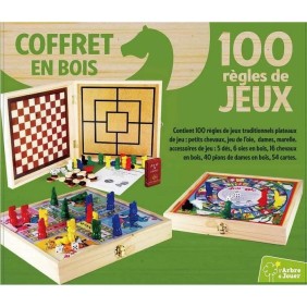 JEUJURA Coffret Bois 100 Jeux de société traditionnels