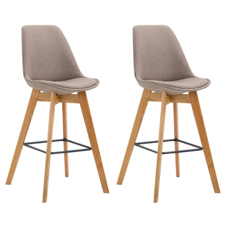 Set De 2 Taburetes De Bar Metz Tapizados En Tela Gris topo,Natural