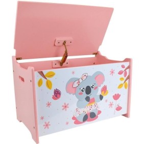 Coffre a jouets en bois pour enfant - FUN HOUSE - CALLY MIMI KOALA - Rose - 40x58x36 cm