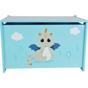 Coffre a jouets en bois LEON LE DRAGON - FUN HOUSE - ± 40 x 58 x 36 cm - Bleu