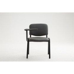 Fauteuil Ken avec table pliante, simili cuir gris