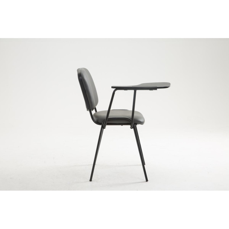 Fauteuil Ken avec table pliante, simili cuir gris