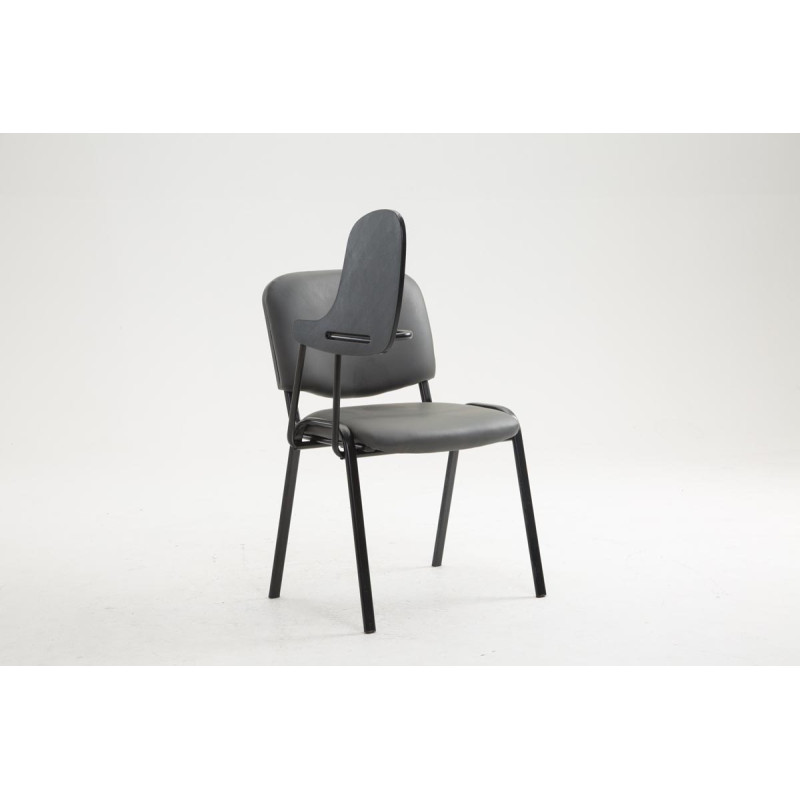 Fauteuil Ken avec table pliante, simili cuir gris