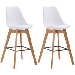 Lot de 2 tabourets de bar Metz en plastique naturel blanc