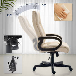 Fauteuil de bureau XL Sparta en cuir artificiel crème
