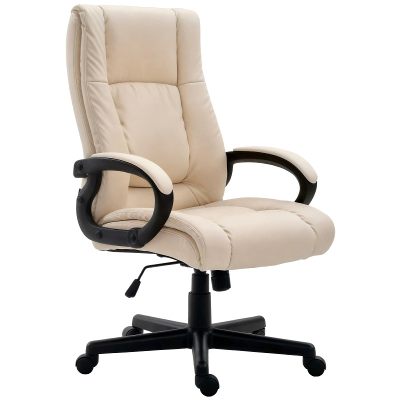 Fauteuil de bureau XL Sparta en cuir artificiel crème