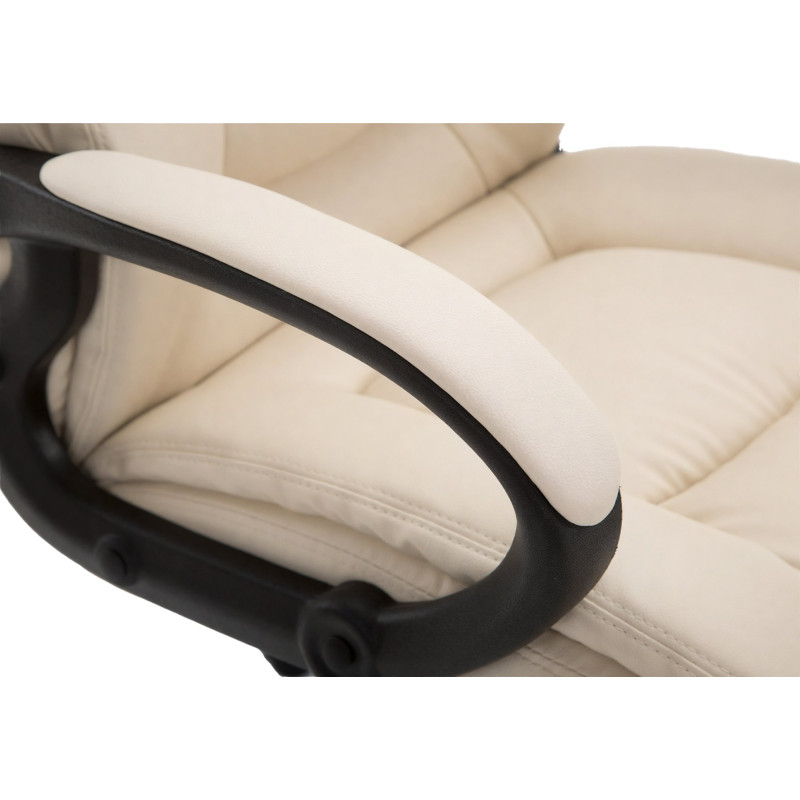 Fauteuil de bureau XL Sparta en cuir artificiel crème