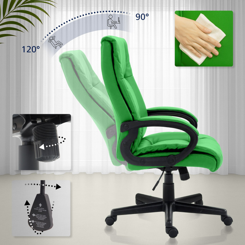 Fauteuil de bureau XL Sparta en cuir artificiel vert
