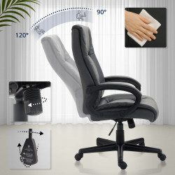 Fauteuil de bureau XL Sparta en cuir artificiel noir