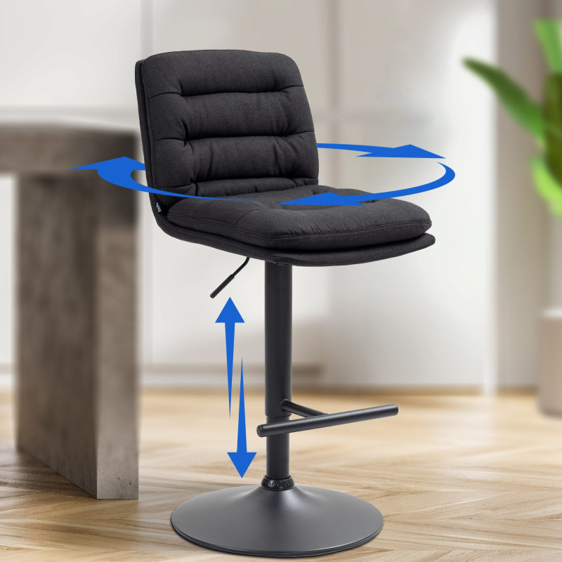 Tabouret de bar Damar tissu noir