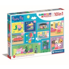 CLEMENTONI - Puzzle 10 en 1 Peppa Pig - Moins de 100 pieces - Pour enfant