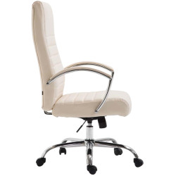 Fauteuil de bureau Valais en cuir artificiel crème