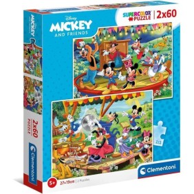 Clementoni - Puzzle enfant - Mickey Mouse - 2x60 pieces - Coloré et captivant - Fabriqué en Italie