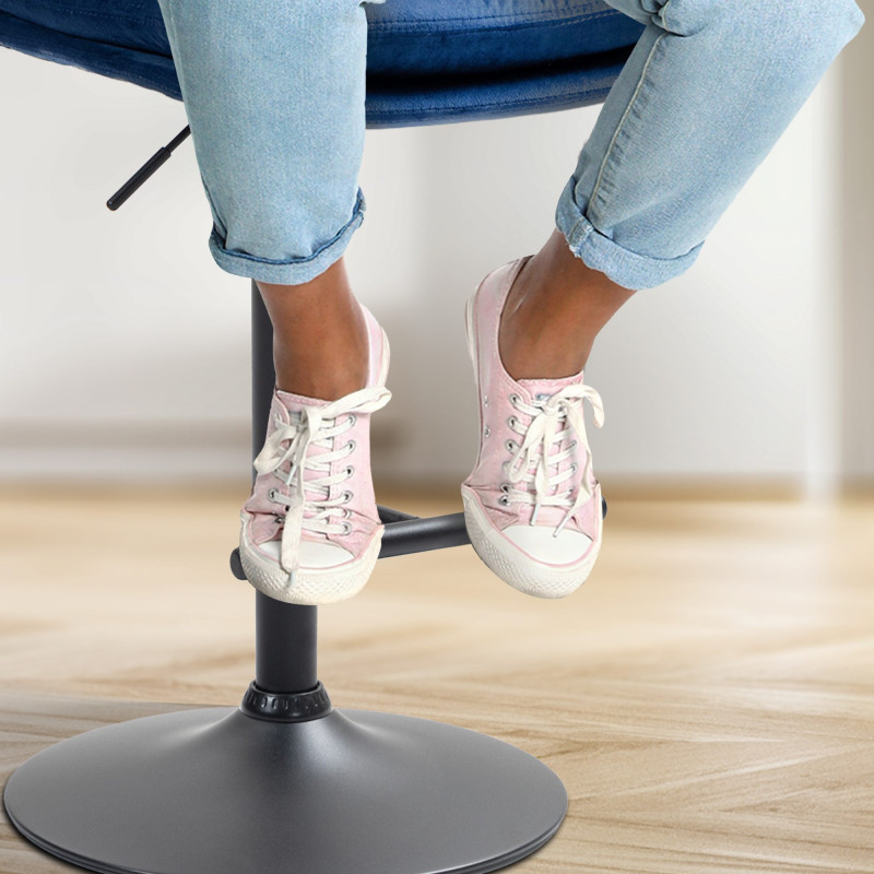 Tabouret de bar Damar en velours bleu